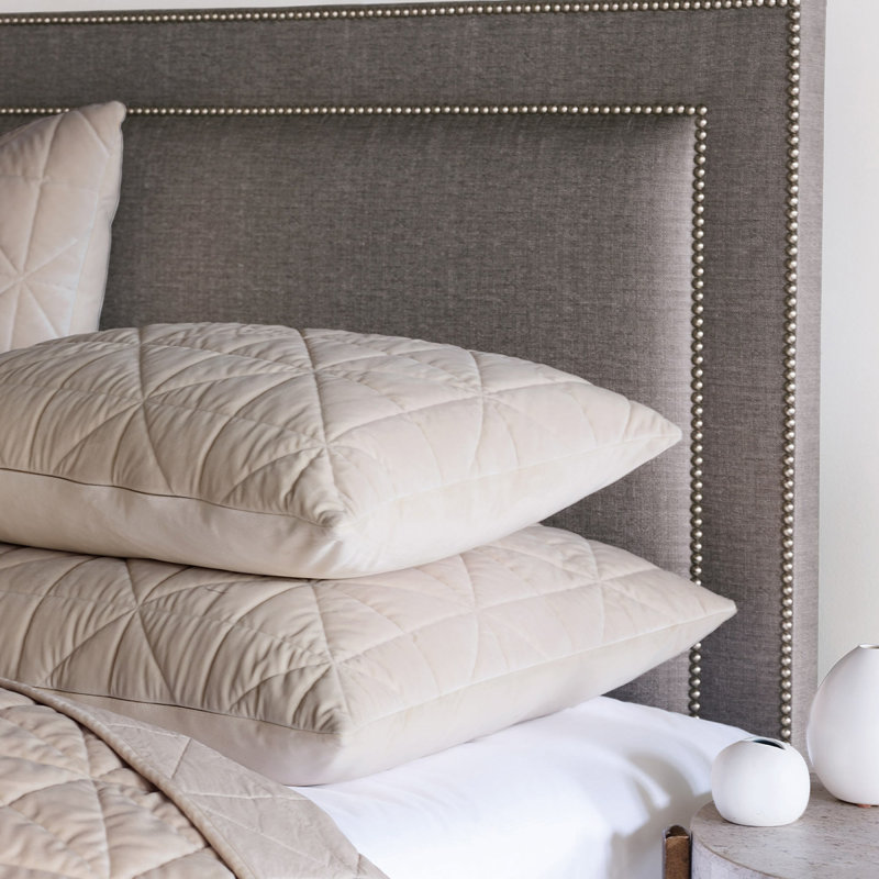 Nova Quilted Velvet Sham, Ivory, Standard