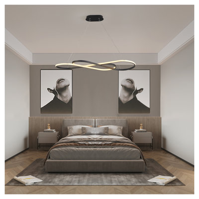 Modern Infinity LED Pendant Light - Dimmable Adjustable Ceiling Fixture for Dining Room & Bedroom