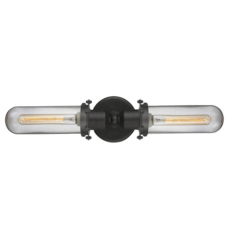 Éclairage pour meuble-lavabo 2 lumières Mikell, Transparent, Bronze huilé