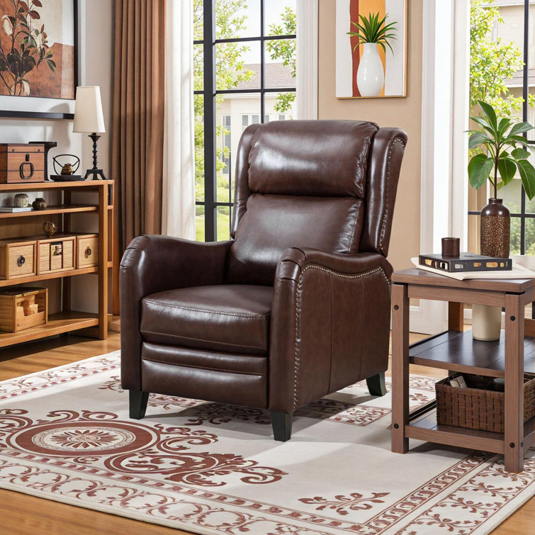28'' Wide Classic and Luxury Top Grain Genuine Leather Push Back Recliner