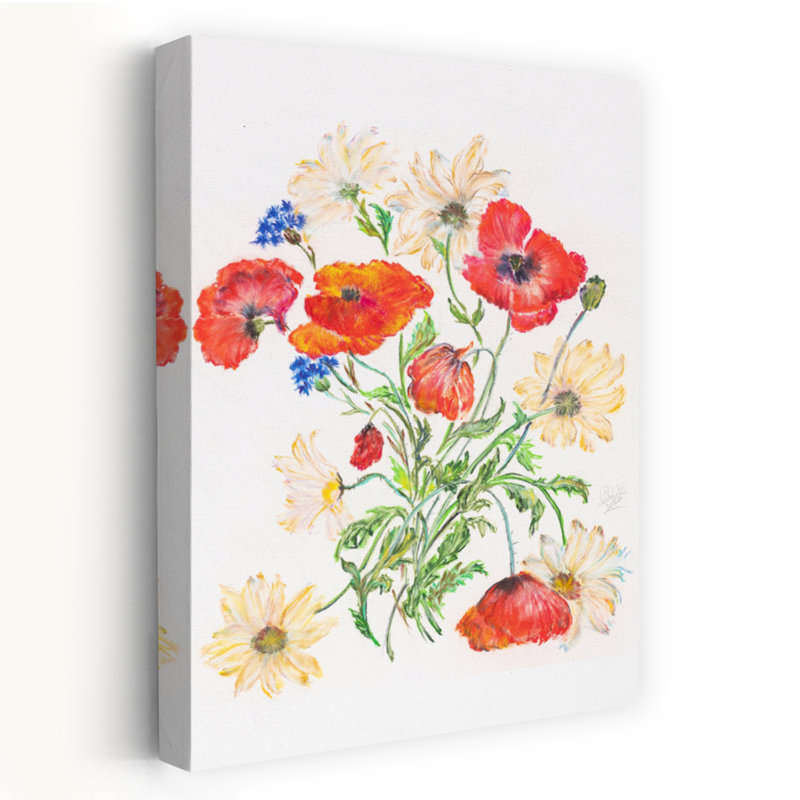 Art contemporain contemporain coloré délicat avec fleur rose délicate, H 48 po x l 32 po