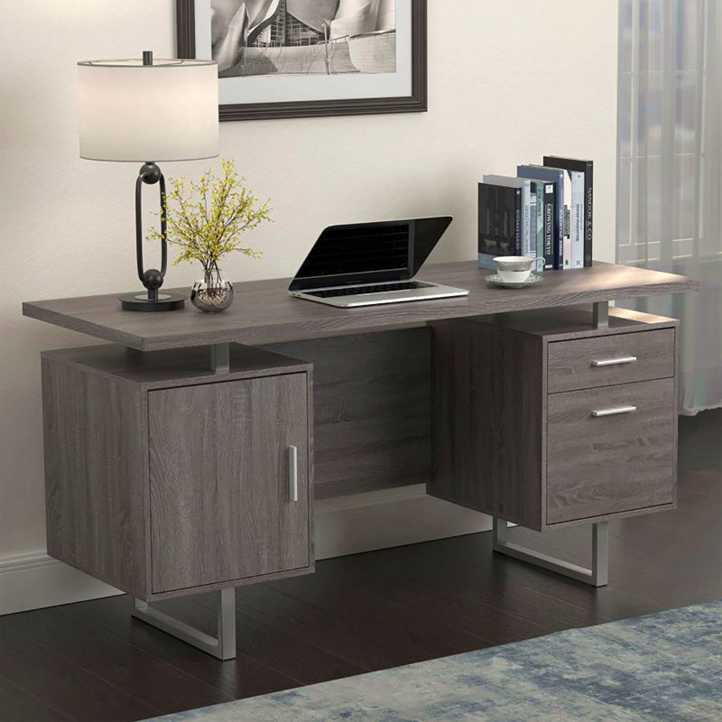Bureau flottant gris à 2 tiroirs