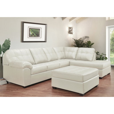 Yarber 124" Wide Genuine Leather Right Hand Facing Corner Sectional with Ottoman by Red Barrel Studio