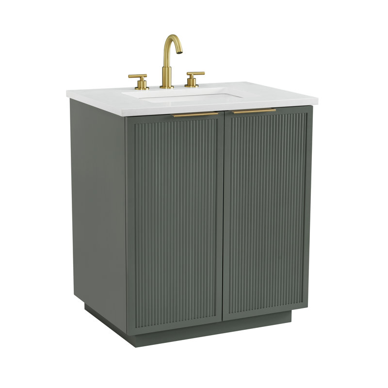 Aderyn 30" Single Vanity, Vintage Green/Brushed Bronze