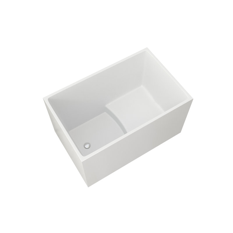 Gloss White 43" Freestanding Bathtub, Comfortable Square Tub With Built - In Seat, High And Long Lasting, Spacious Space Saving For Bathroom Redecoration , Design