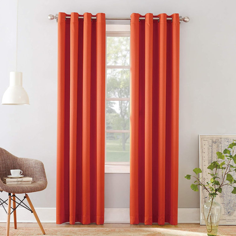 Blackout Curtain Single Panel, 54" W x 95" L, Tangerine