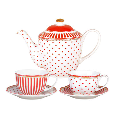 Grace Tea Ware Parisian Polka Dot 5 Piece Tea Set