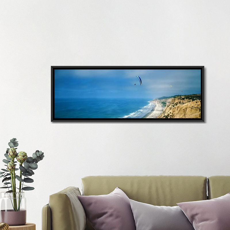 «La Jolla, San Diego, California», reproduction de photo sur toile, H 16 po x l 48 po x 1,5 po, Cadre noir
