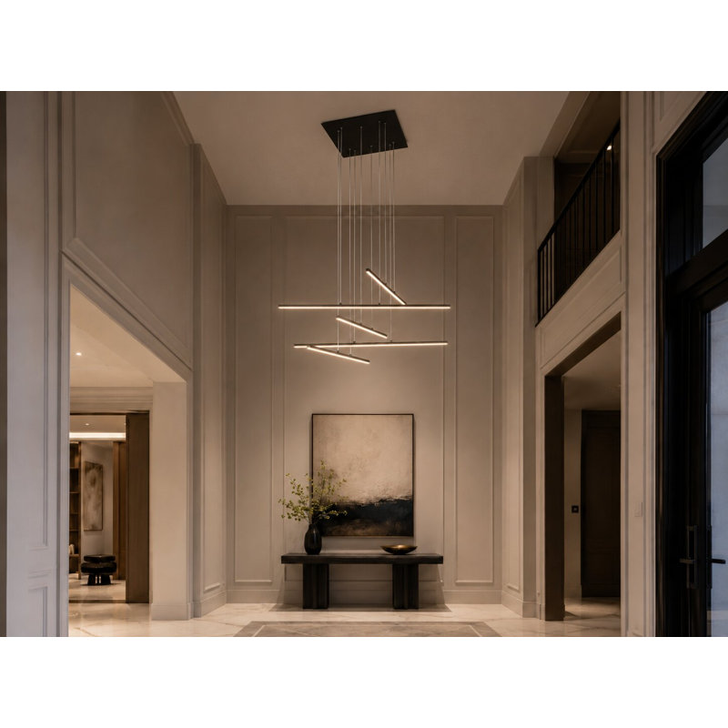 Orrington 5-Light LED Chandelier With Hanging Stick Pendants, Matte Black