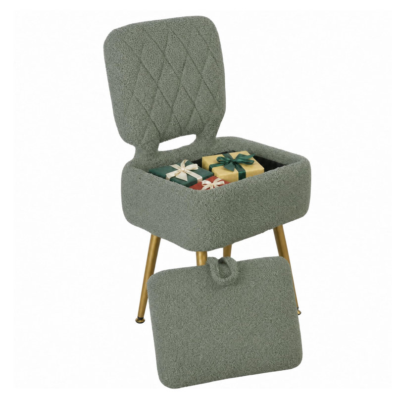 Tabouret de coiffeuse avec rangement caché Sherpa, Vert