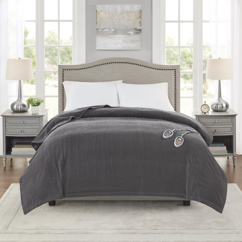 Couverture pour lit simple chauffante Beautyrest, Simple, gris