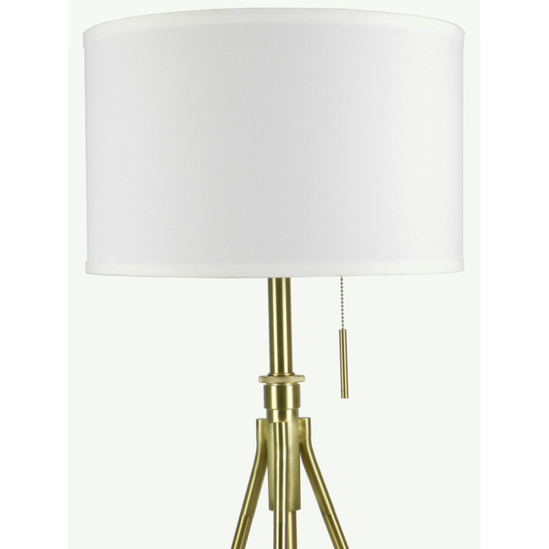 32-37"H Adjustable Tripod Table Lamp, Brushed Gold