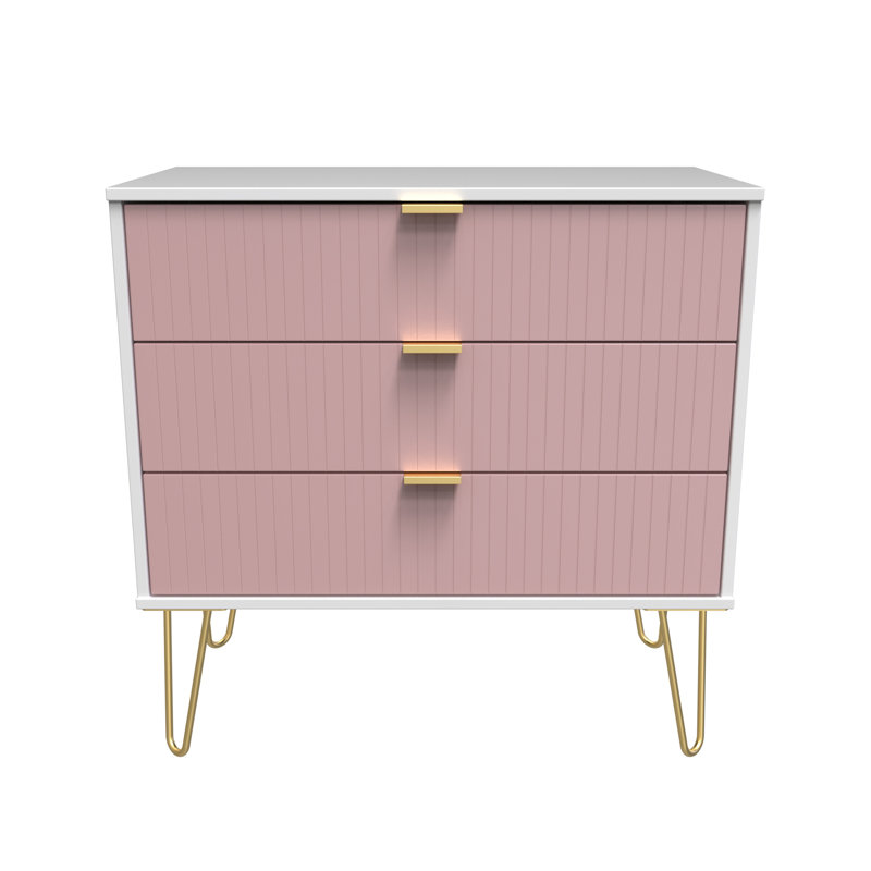 Beranda 3 Drawer Chest (Ready Assembled), Kobe Pink/White