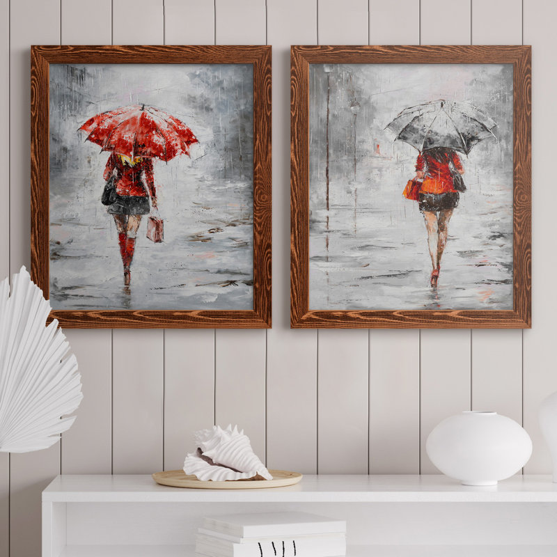 City magasiner III - ensemble de 2 reproductions d'art, Toile avec cadre érable, Pas de tapis, H 20 po x l 17 po x P 1 po