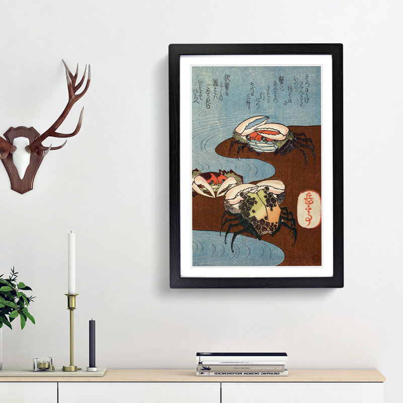 Crabs by the Sea by The Sea - Picture Frame Painting Print, Black Framed, 65cm H x 48cm W x 2cm D
