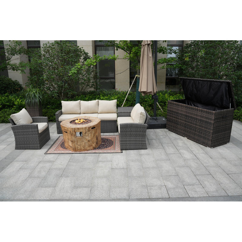 6 - Person Patio Conversation Set with Cushions, Gray