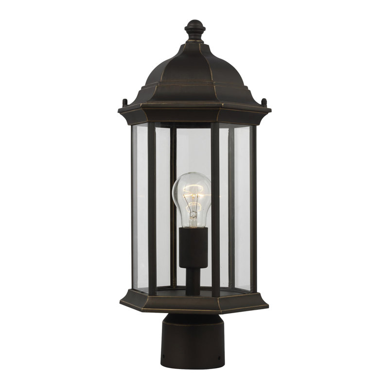 Sevier Medium One Light Outdoor Post Lantern from Generation Lighting , Antique Bronze/Clear, Antique Bronze
