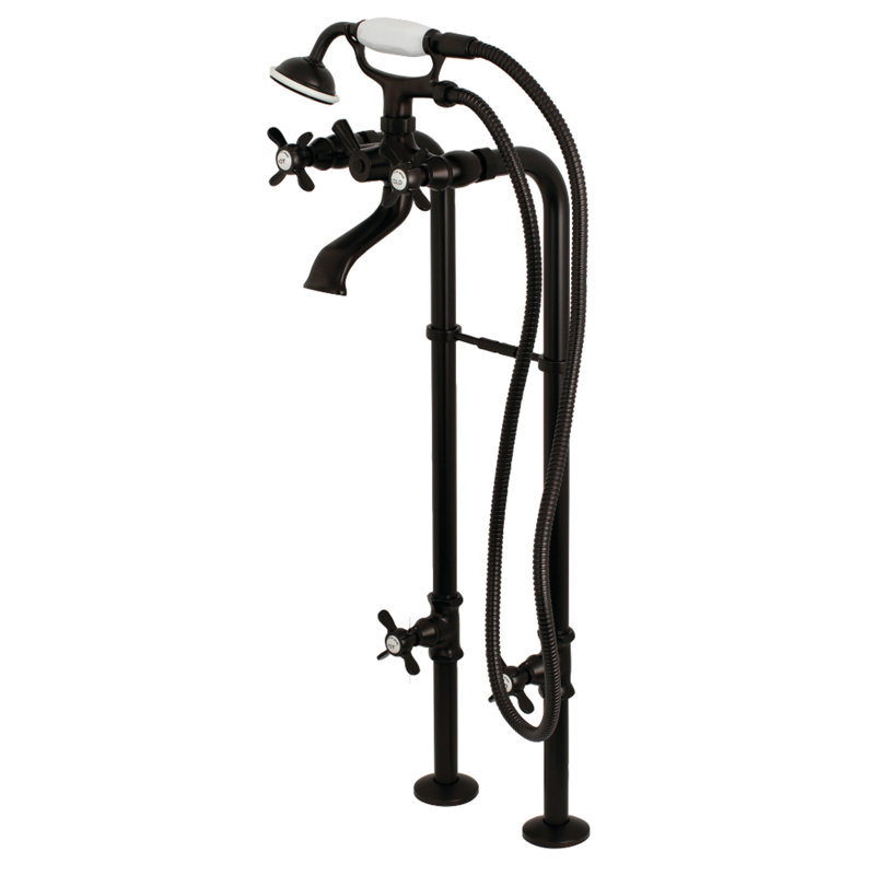 Robinet de baignoire autoportant à 3 poignées et 3 poignées Kingston Brass, Oil Rubbed Bronze