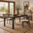 Rectangular Dining Table with Parquet-Style Top, Rounded Corners, and Adjustable Feet for Modern Interiors