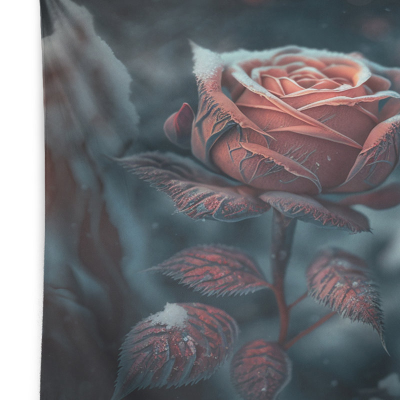 Polyester avec fleurs roses roses en tapisserie d'hiver avec punaises, H 50 po x l 60 po