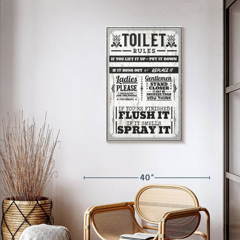 Proper Bathroom Rules Canvas Print, 36" H x 24" W x 1.25" D