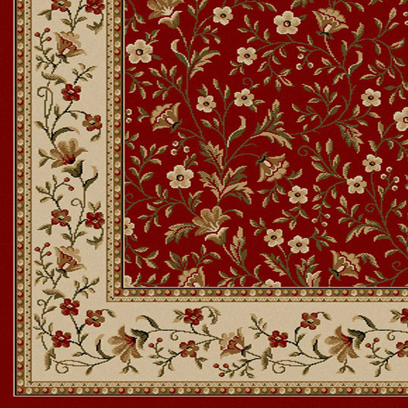 Tapis floral rouge Weisgerber, Rectangle 7 pi 9 po x 11 pi