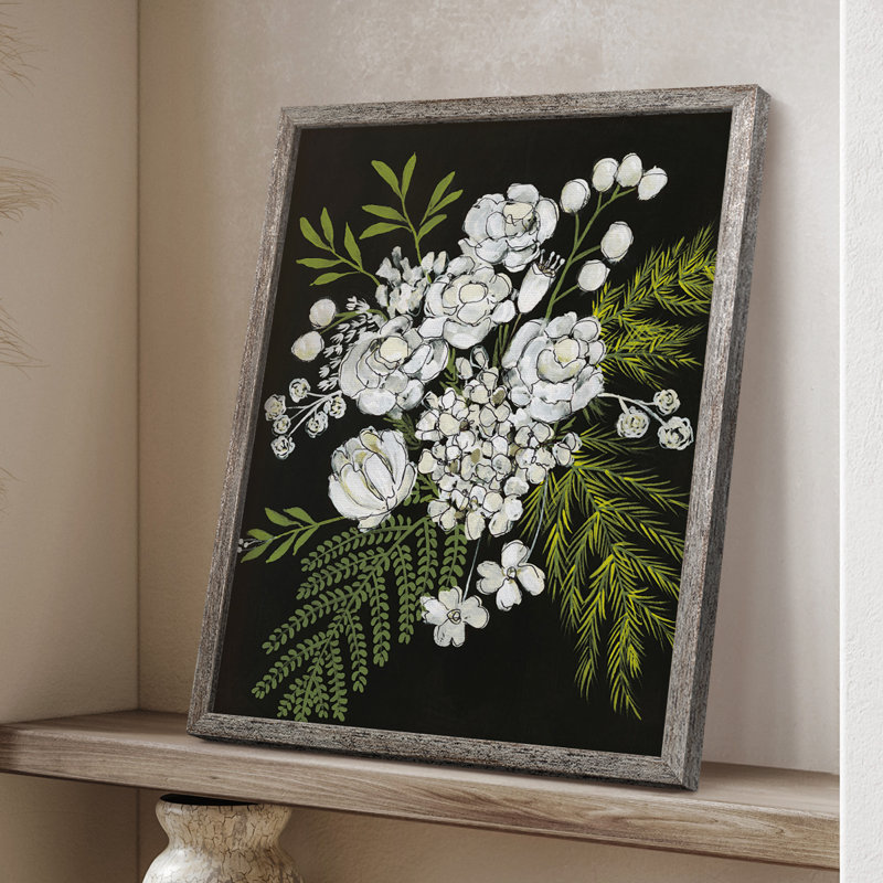 Alabaster Bouquet I, reproduction encadrée - bois massif, H 11 po x l 9 po