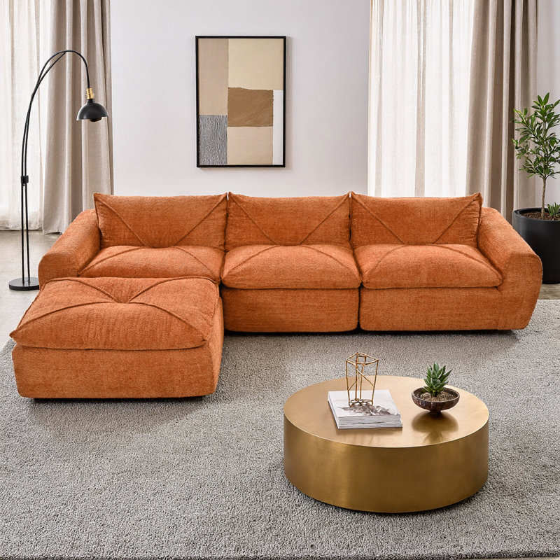 Cadre en éponge haute densité, bordure décorative à tirette, repose-pieds à mouvement libre, assemblage nul, extension complète de 72 heures, orange moderne