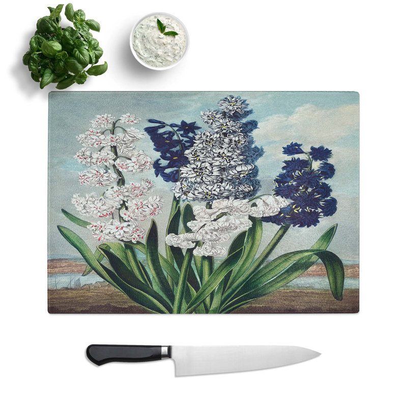 Glass Hyacinths by R.J. Thornton Chopping Board, 39 cm W x 28.5 cm L
