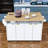 Rolling Kitchen Island Cart with 2 Drop Leaves, Power Outlet, 4 Fluted Doors and Spice Rack-1185910305