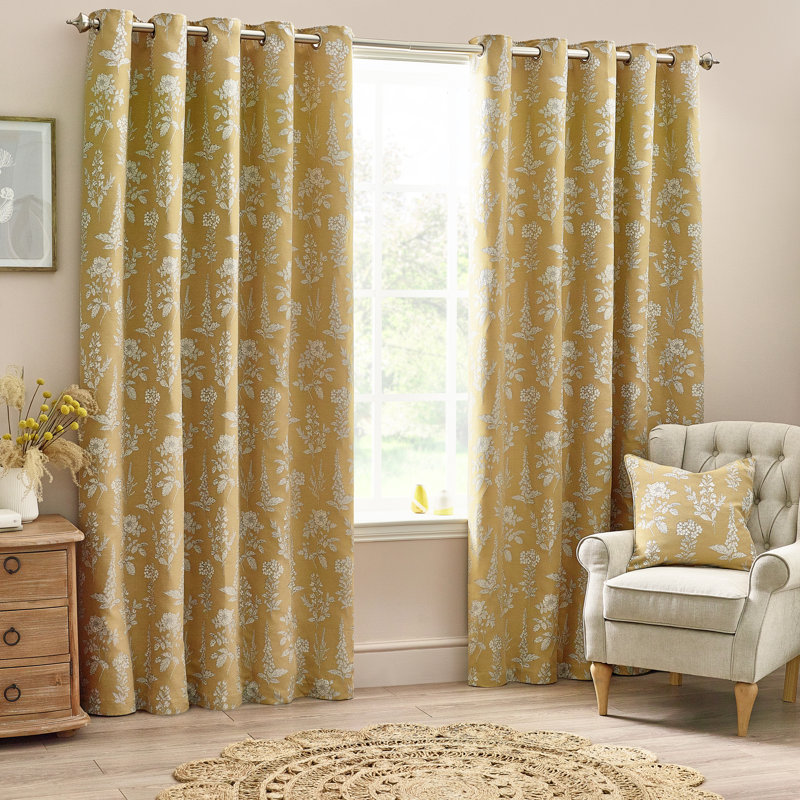Room Darkening Curtain Pair, Gold, 168cm Width x 183cm Drop