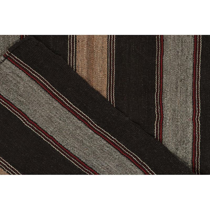 Wool Striped Area Rug in Black/Gray/Beige