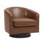 Fauteuil demi-tonneau pivotant en similicuir avec base en bois massif Applewold-633850636