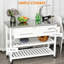 Rangement roulant pour cuisine, plateau en acier inoxydable et design rustique, 3 tablettes avec tiroirs, gris, pour dessus de chariot essentiel, style, étagère à 2 couches 2 tiroirs pour économiser de l'espace