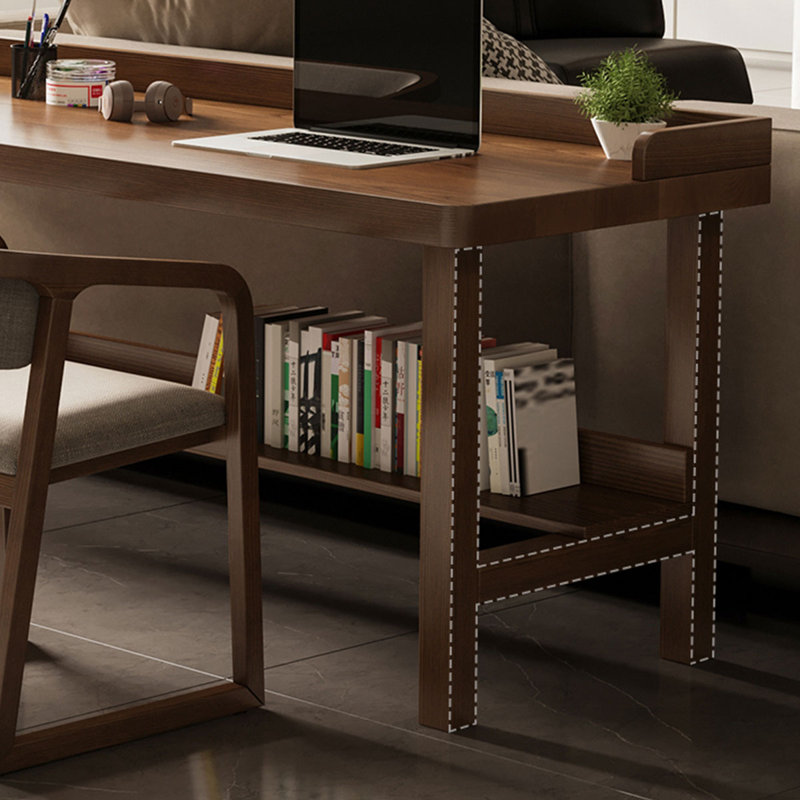 Bureaux rectangulaires bruns en bois massif, H 29,53 po x l 86,61 po x P 23,62 po