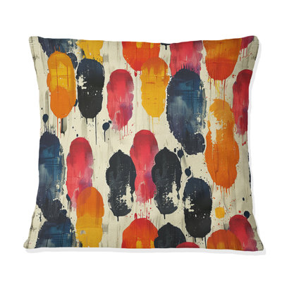 Red Black Geometric Retro IV - Geometric Retro Throw Pillow