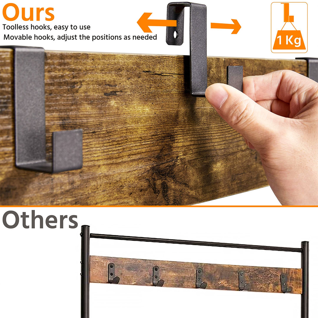 Iron Freestanding 9 - Hook Coat Rack