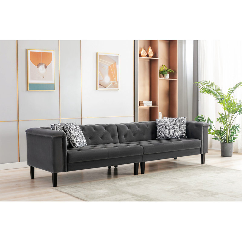 Canapé à accoudoirs carrés en velours 120 po Anky