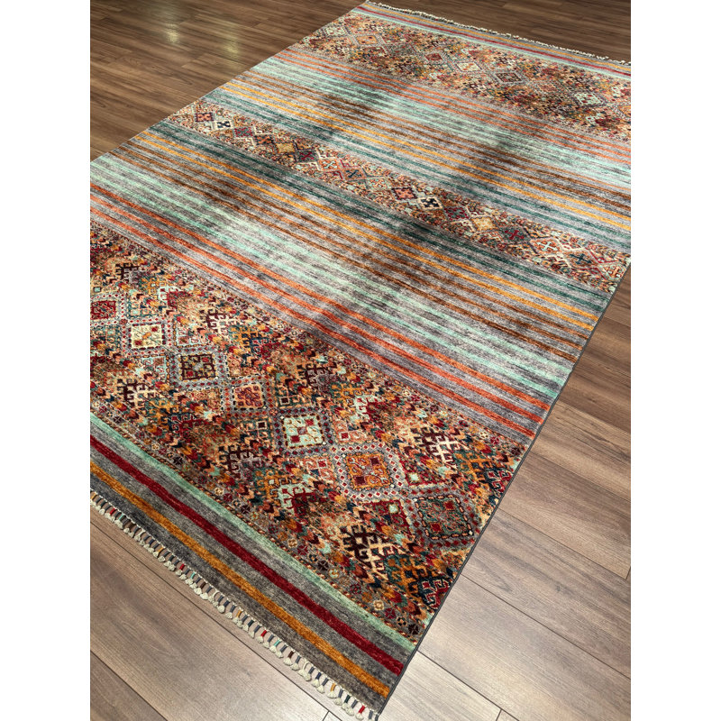 Original Hand Knotted Traditional Pattern Multi Colour Wool and Cotton Rug