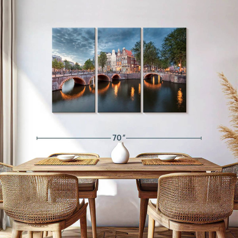 Amsterdam Bridge Canals, 36" H x 57" W
