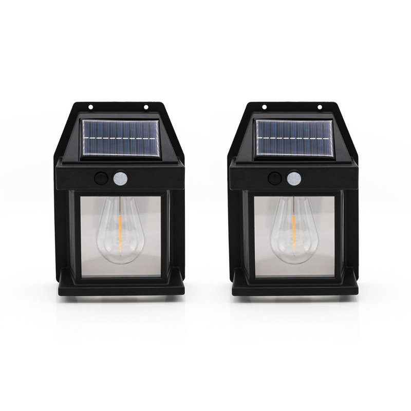 Black 17.2cm H Solar Powered Integrated LED Outdoor Wall Lantern