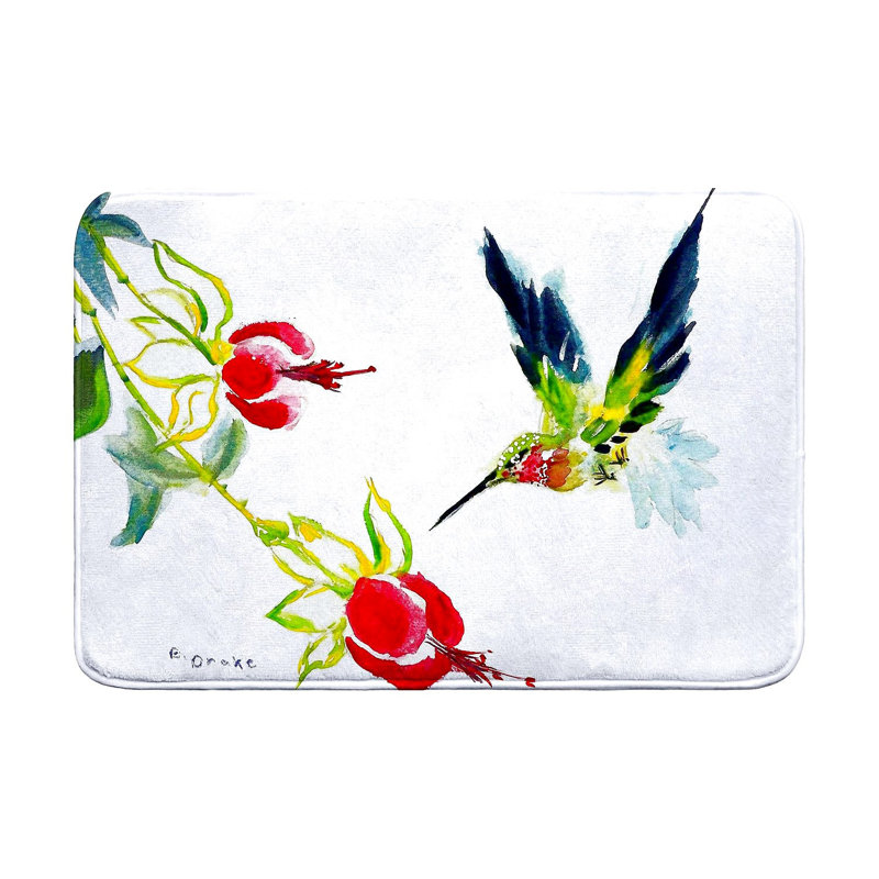 Colibri de Betsy sur tapis de bain, L 36 po x l 24 po, Blanc