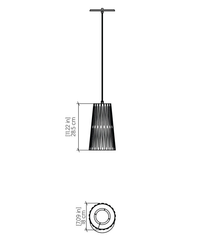 1 - Light Pendant, Louro Freijo, 11.12" H x 7.02" W x 7.02" D