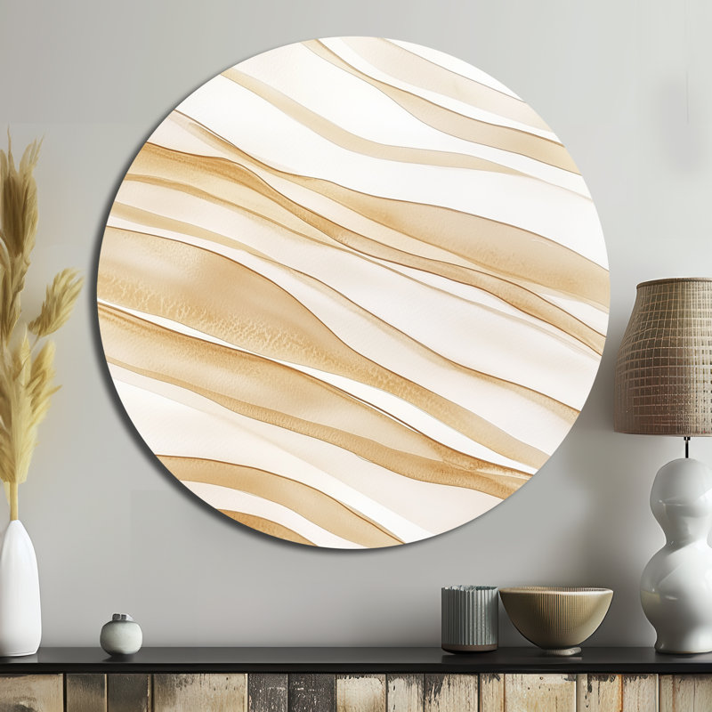 Sand Dune Lines - Minimalisme abstrait, art mural rond en métal, L 36 po x H 36 po