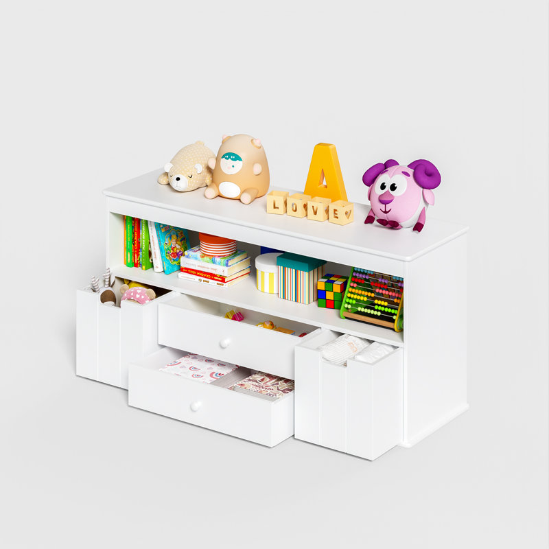 Organisateur de rangement pour jouets avec 2 tiroirs et 2 bacs Anjulie, H 24,2 po x l 51,9 po x P 12,9 po
