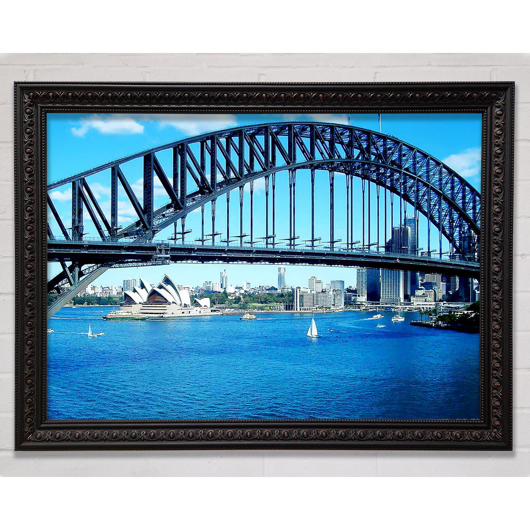 Sydney Harbour Bridge Opera House Ansicht Farbe Gerahmter Druck