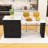 Extendable Kitchen Island with Storage Drawers, Cabinets, Open Shelves and Built-In Charging Station-1194175184