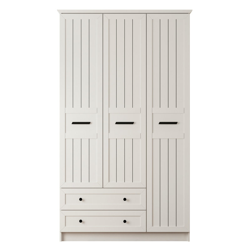 Schmidt 3 Door Manufactured Wood Wardrobe, 184cm H x 105cm W x 52cm D
