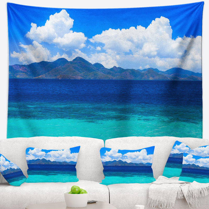 Tapisserie de plage bleu beauté seascape, H 50 po x l 60 po