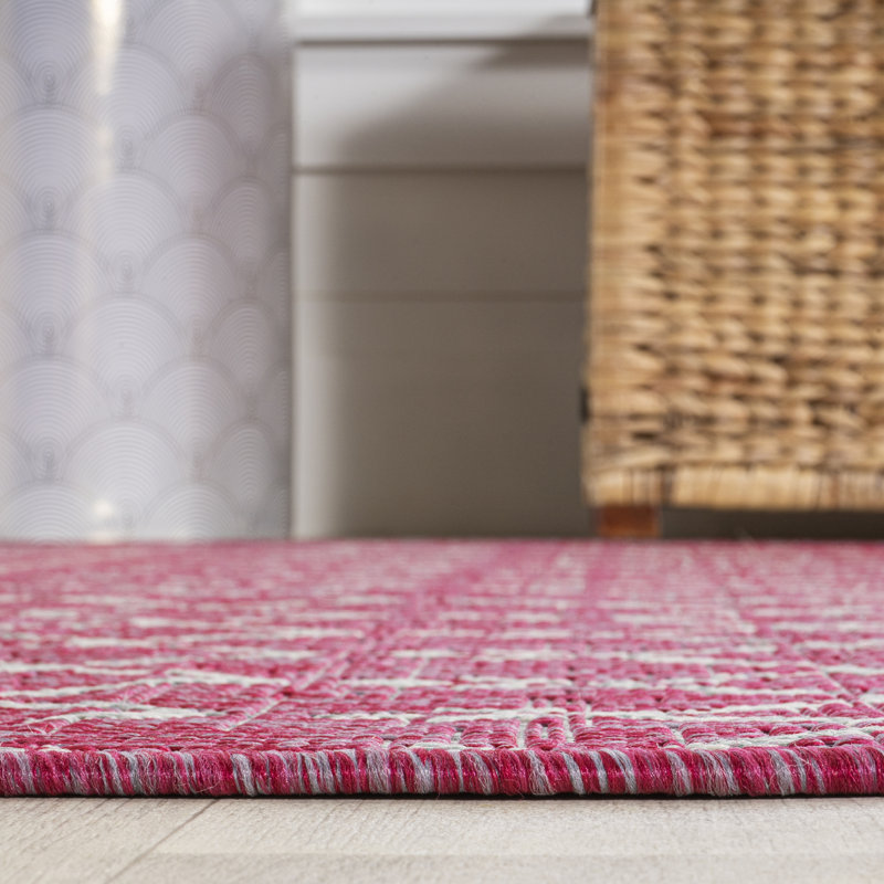Crompton Moroccan Geometric Textured Weave Indoor/Outdoor Rug, Rectangle 9' x 12', Light Gray/Black